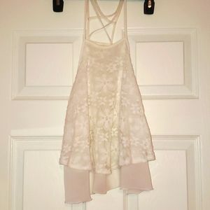 Shear white floral halter blouse